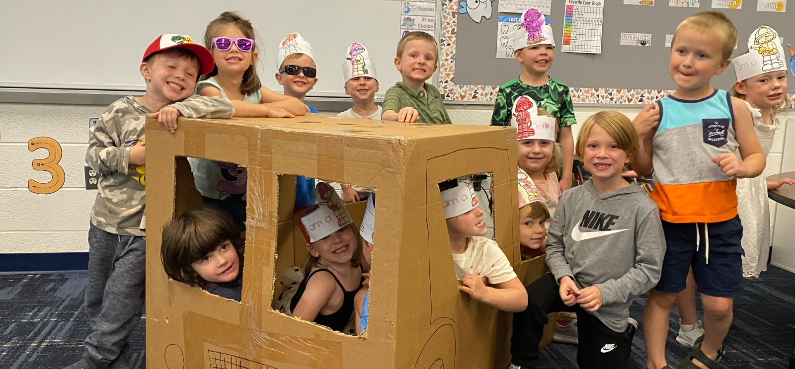 Hickman's class playing in car box