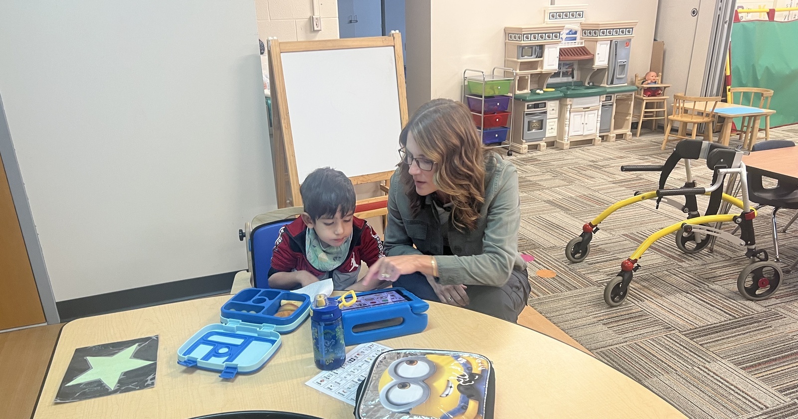 Student and ParaEducator working in ECSC