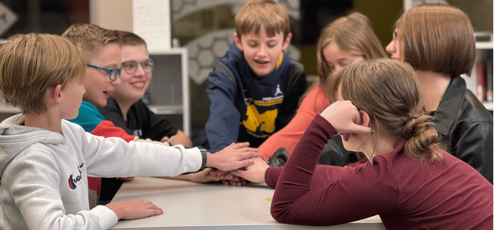 Students in the media center