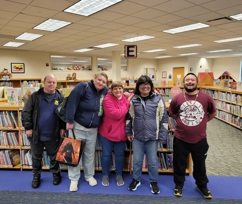Participants visiting the Saline Library