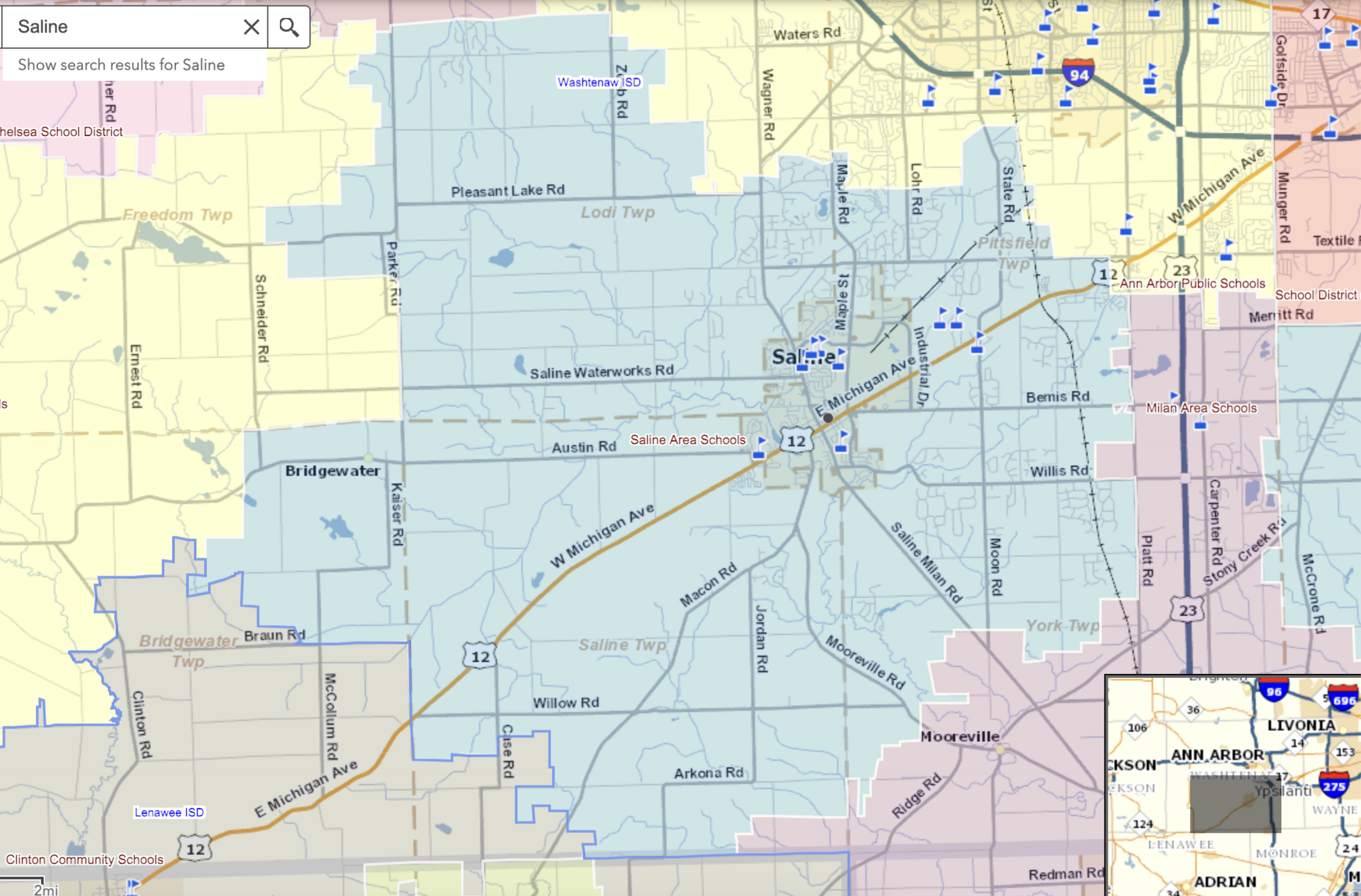 Saline Boundary Map