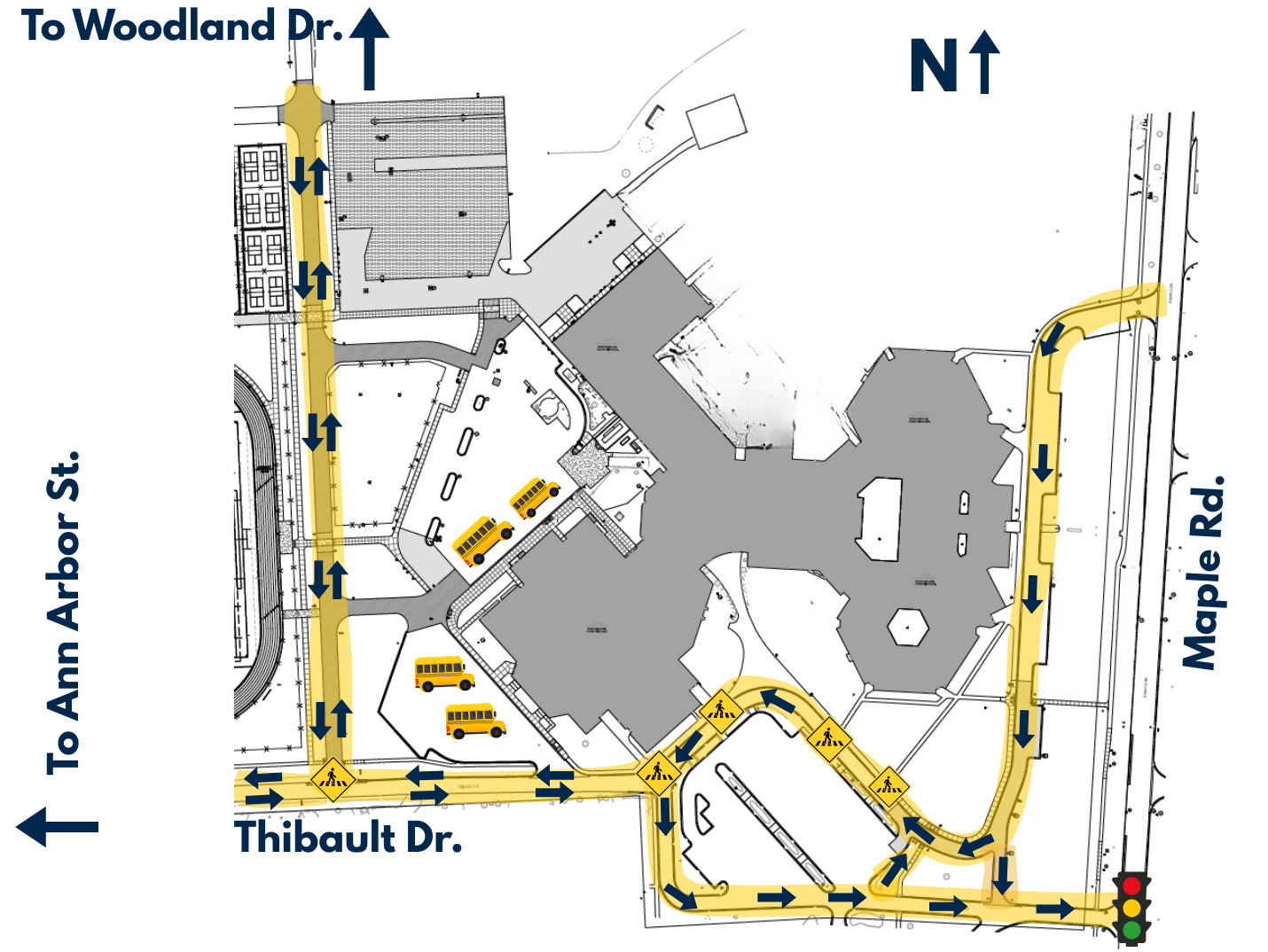 Map of Traffic Pattern for Middle School