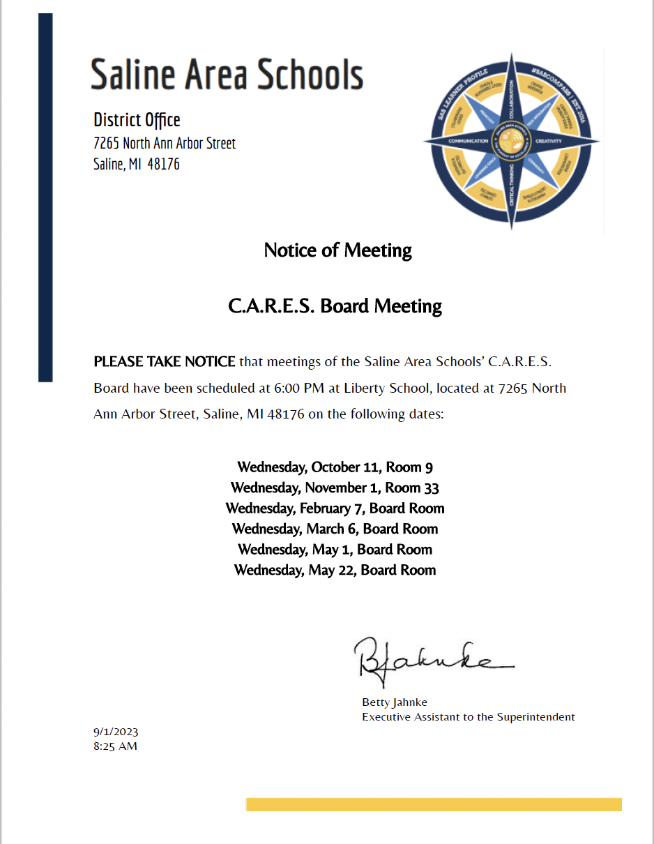 CARES Meeting Notice