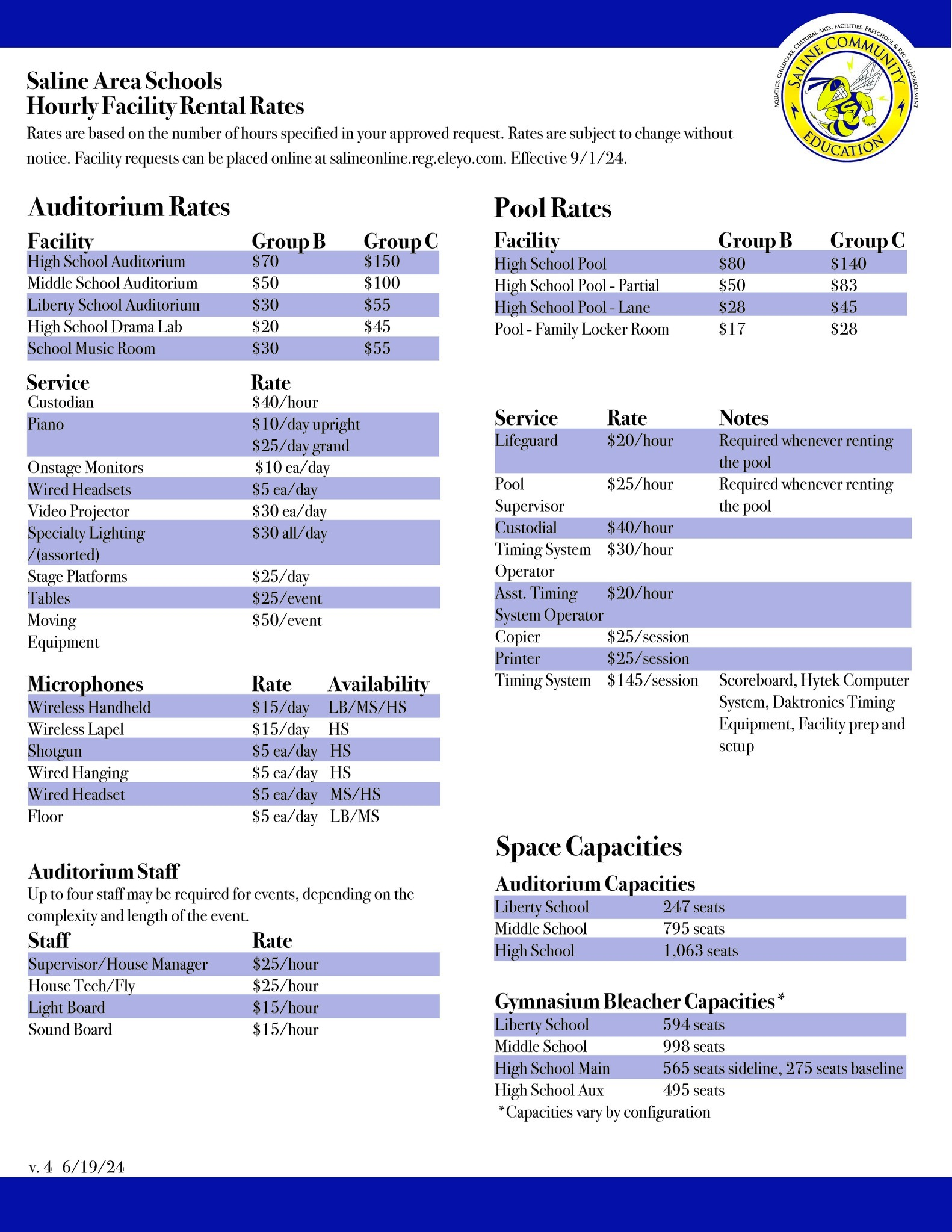 Rate Sheet 2