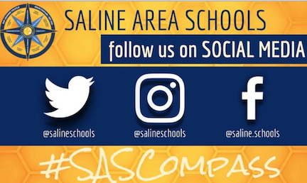 Saline Area Schools. Follow us on Social Media. Twitter: @salineschools. Instagram:@salineschools. Facebook: @saline.schools. #sascompass