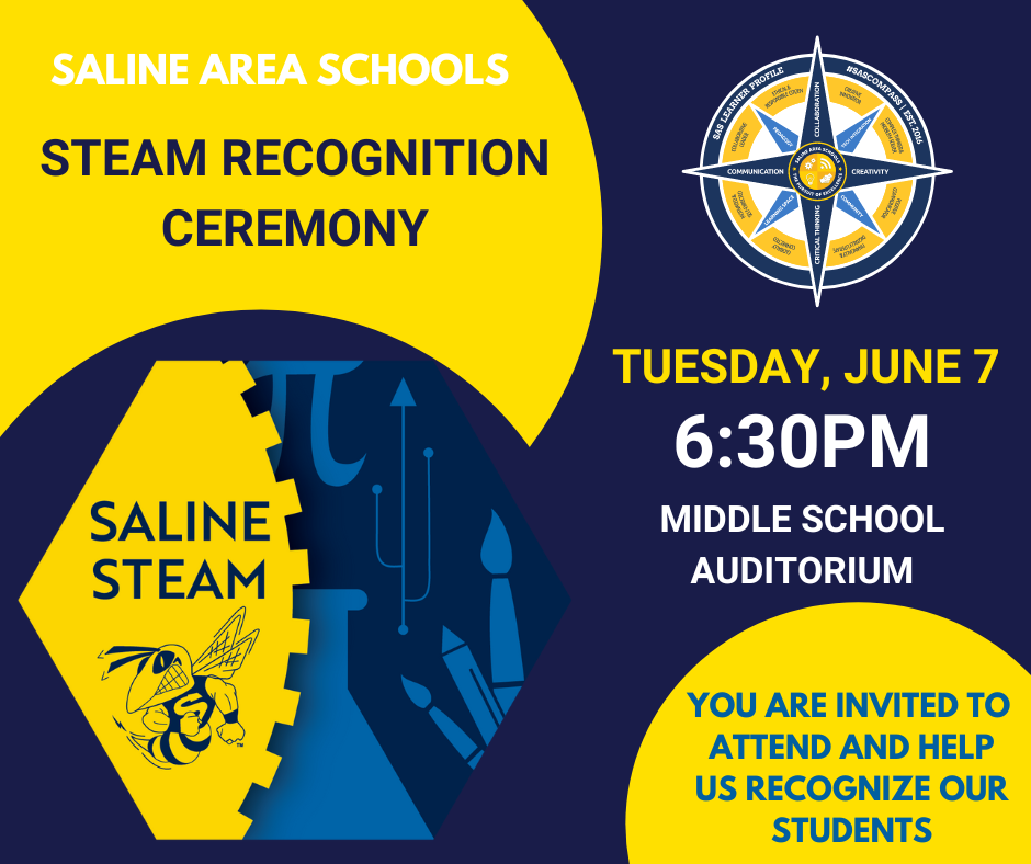 STEAM recognition Night June 7 at 6:30pm